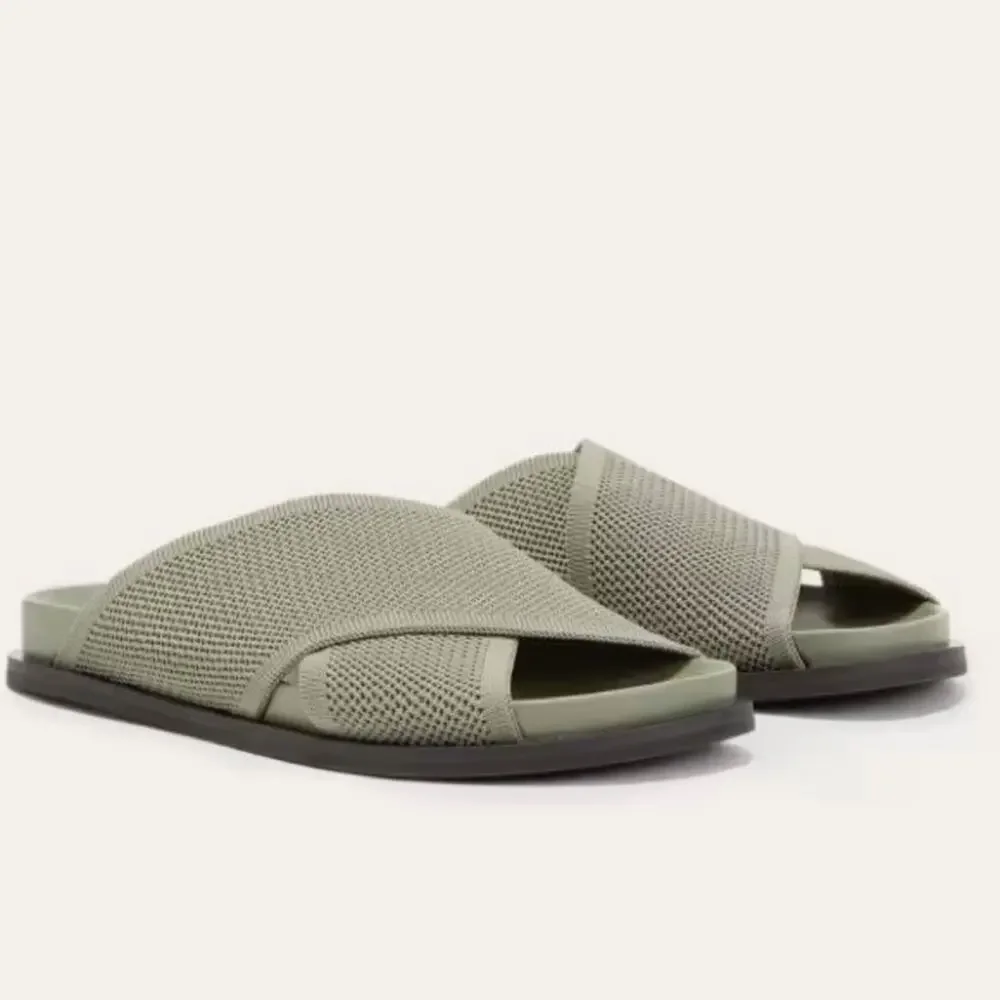 EVERLANE The ReKnit City Flatform Sandal Seagrass Green Crossover Strap 5 NEW - Picture 12 of 12